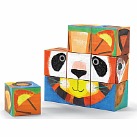 Crocodile Creek Make-A-Face Blocks Animal Mix and Match Block Stacking Sets, 2.5"