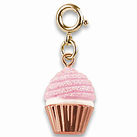 Gold Pink Glitter Cupcake Charm