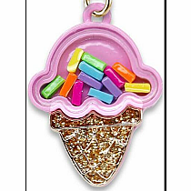 Gold Ice Cream Cone Shaker Charm