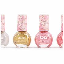 PINK/GOLD HEXAGON NAIL POLISH