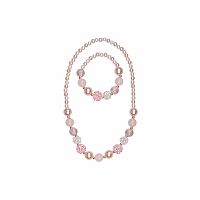 Pinky Pearl Necklace  Bracelet Set