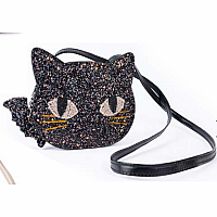 CAT'S MEOW BLACK GLITTER KITTY PURSE