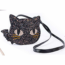 CAT'S MEOW BLACK GLITTER KITTY PURSE