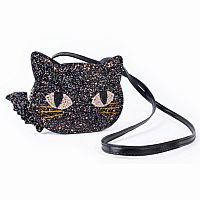 CAT'S MEOW BLACK GLITTER KITTY PURSE