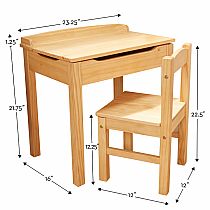 Child's Lift-Top Desk & Chair - Honey