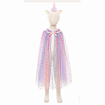 RAINBW UNICORN CAPE/HEADBND 4/6