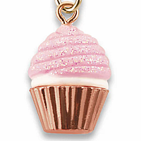 Gold Pink Glitter Cupcake Charm