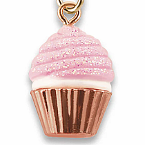 Gold Pink Glitter Cupcake Charm