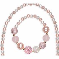 Pinky Pearl Necklace  Bracelet Set