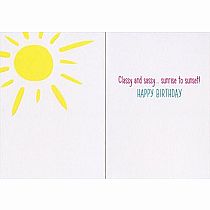 FLAMINGO ON BEACH BDAY CARD