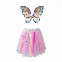 RAINBOW SEQUINS SKIRT WINGS W/WAND