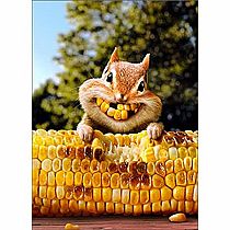 CHIPMUNK W CORN TEETH CARD