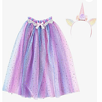 RAINBW UNICORN CAPE/HEADBND 4/6