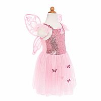 PINK SEQUIN BUTTERFLY DRESS/WINGS 5/6