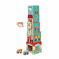 Stacking Tower On the Road Vehicles