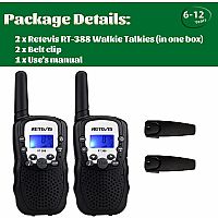 RETEVIS WALKIE TALKIE SET BLACK w FLASHLIGHT