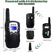 RETEVIS WALKIE TALKIE SET BLACK w FLASHLIGHT