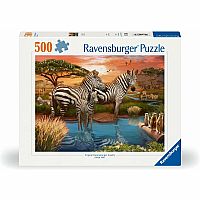 ZEBRAS AT THE WATERHOLE 500 PC