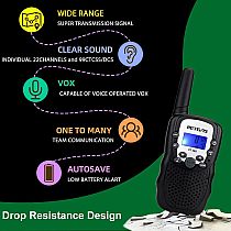 RETEVIS WALKIE TALKIE SET BLACK w FLASHLIGHT