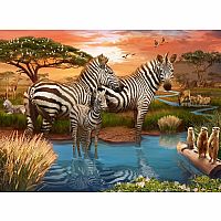 ZEBRAS AT THE WATERHOLE 500 PC