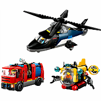 LEGO HELICOPTER FIRE TRUCK SUBMARINE