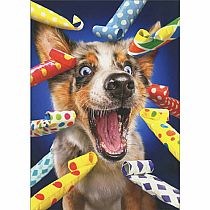 HAPPY DOG PARTY HORN BDAY CARD