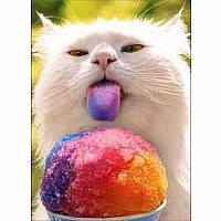 CAT LICKING SNOW CONE CARD