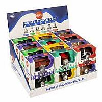 METAL AND WOOD PUZZLES, ASST