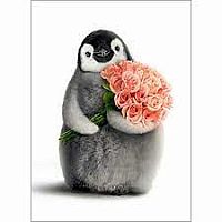 PENGUIN W BOUQUET CARD