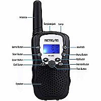 RETEVIS WALKIE TALKIE SET BLACK w FLASHLIGHT