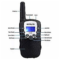 RETEVIS WALKIE TALKIE SET BLACK w FLASHLIGHT