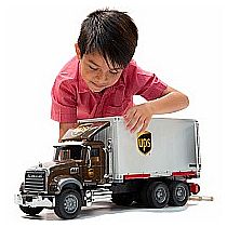 Bruder 02828 MACK Granite UPS logistics truck with forklift