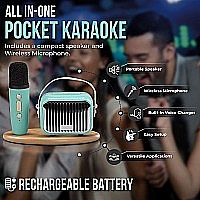 POCKET KARAOKE SPEAKER/MIC TEAL