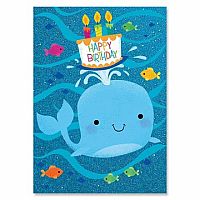 GLITTER: WHALE BDAY CARD